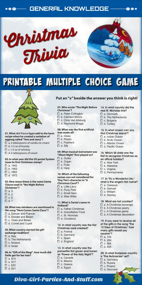 Multiple Choice Easy Christmas Trivia Questions And Answers Printable